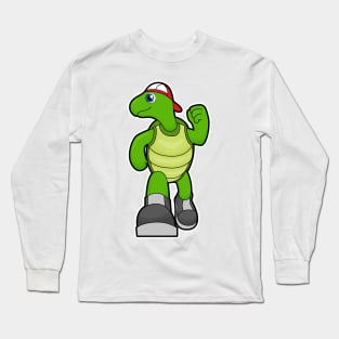 Turtle at Running with Cap Long Sleeve T-Shirt